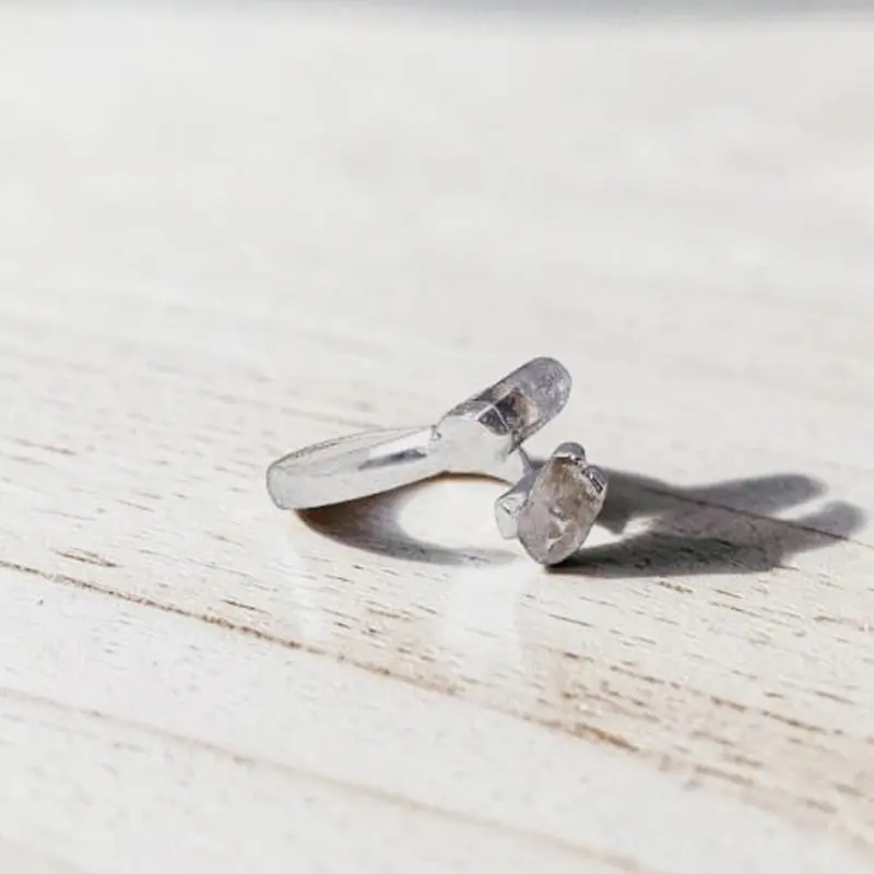 Anillo Gema Cuarzo Cristal Bruto