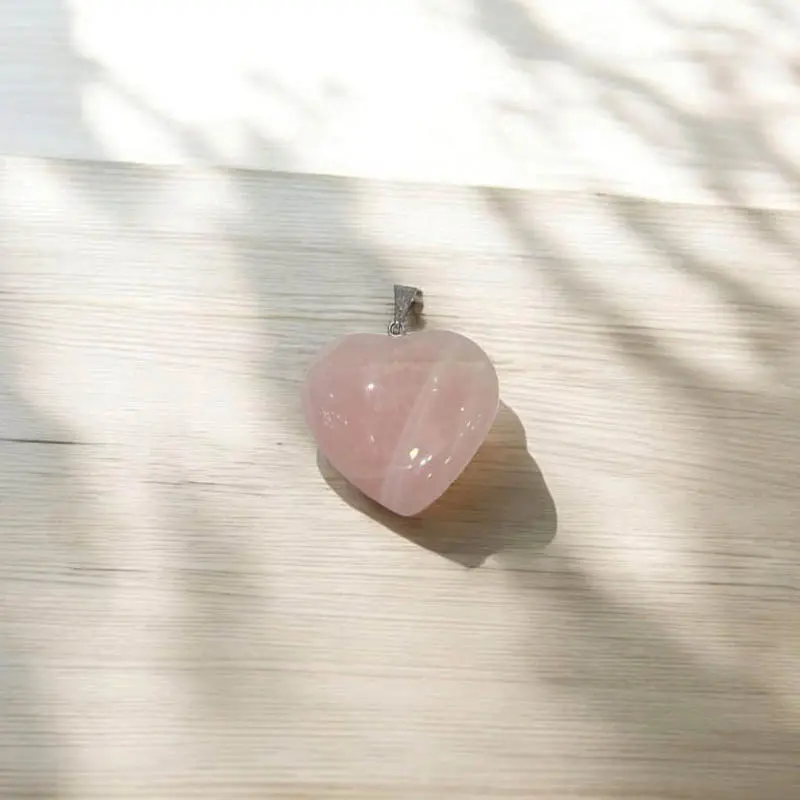 Dije Gema Cuarzo Rosa Chico Corazon