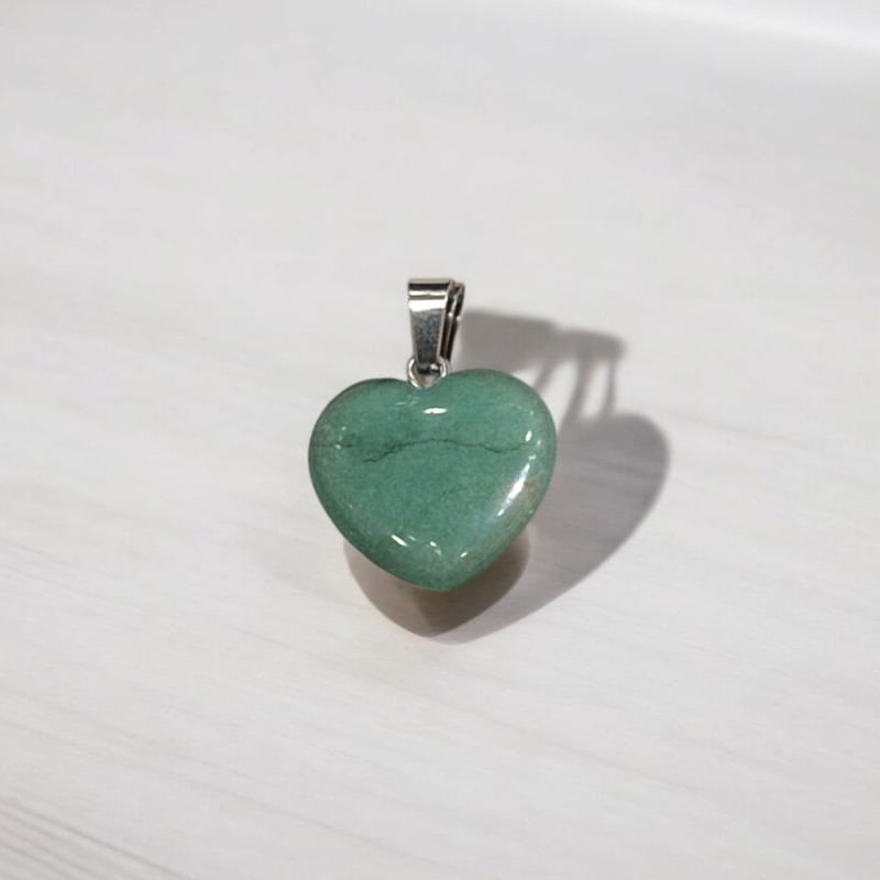 Dije Gema Cuarzo Verde Corazon Chico