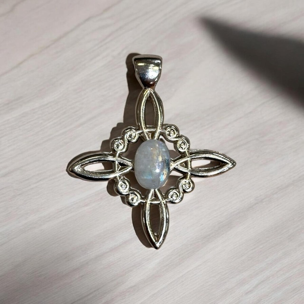 Dije Nudo de Brujas XL con Piedra de la Luna Rolada