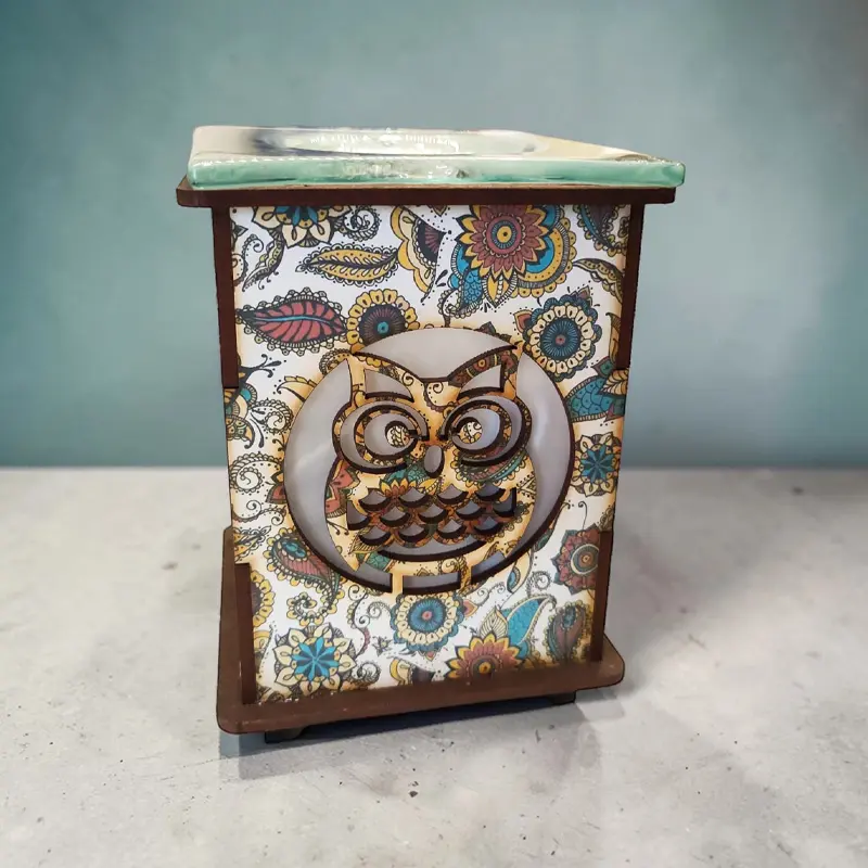 Hornito Eléctrico con Luz Colores Varios Buho 14cm