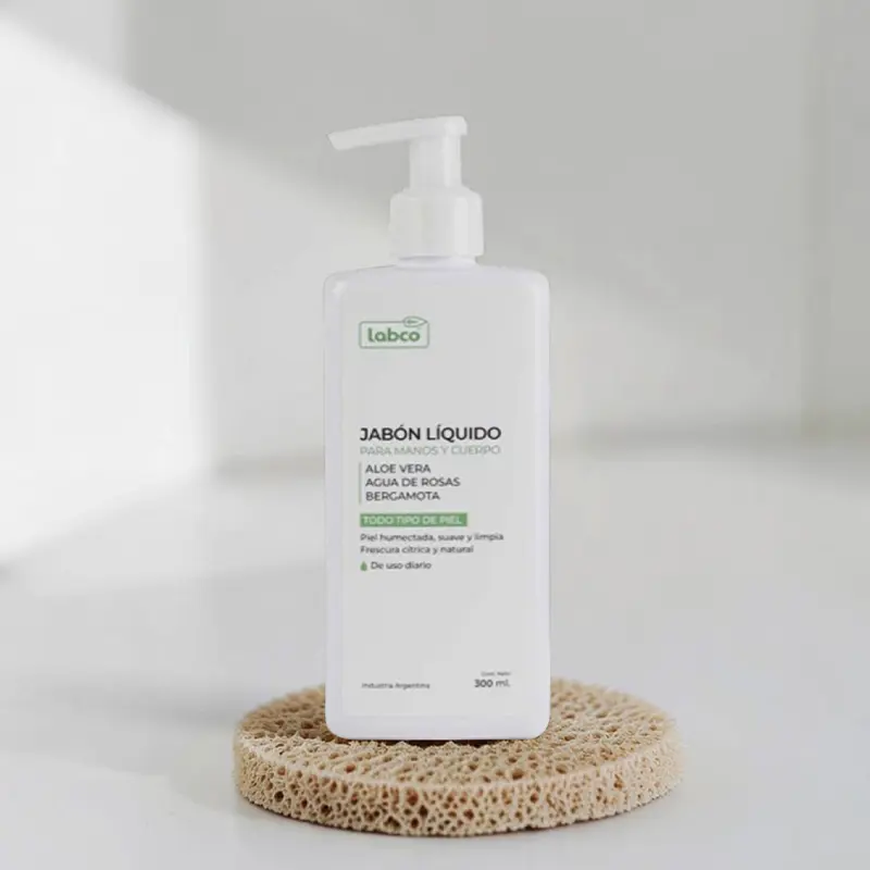 Jabón Líquido Manos y Cuerpo con Aloe Vera, Agua de Rosas Bergamota 300ml, Labco