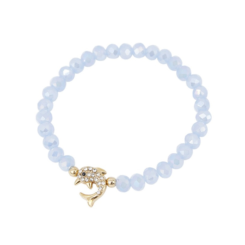 Pulsera Elastica Celeste con Delfin con Strass