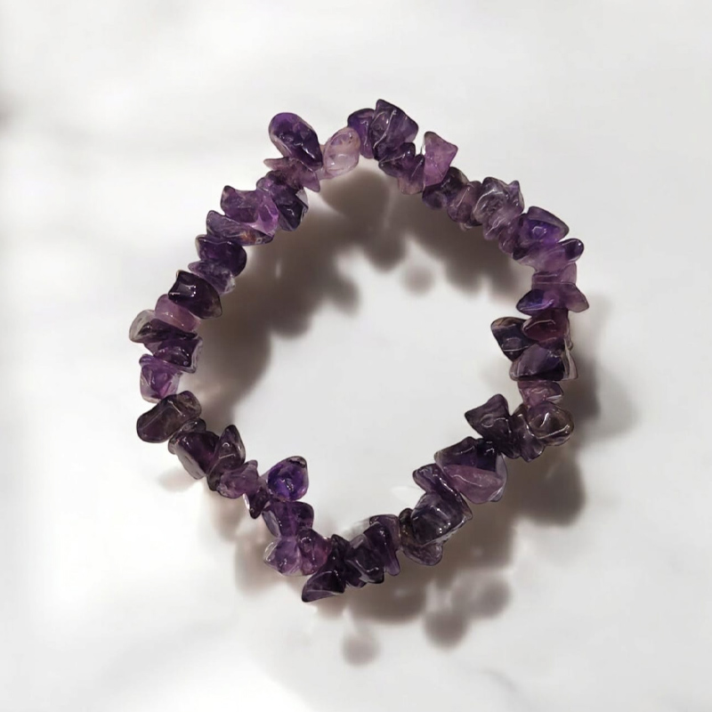 Pulsera Gema Amatista Elastica Escallas