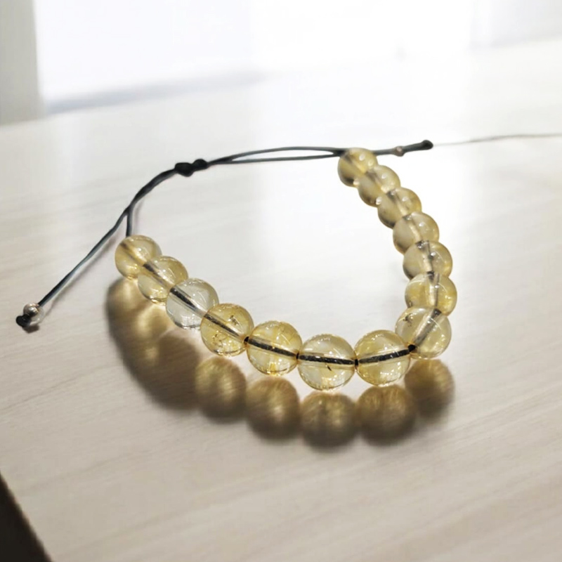 Pulsera Gema Citrino Hilo Esferas