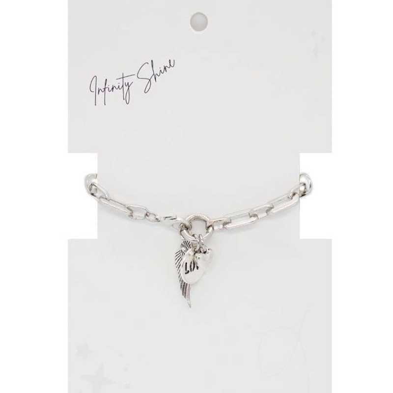 Pulsera Trendy con Love, Corazon y Alita