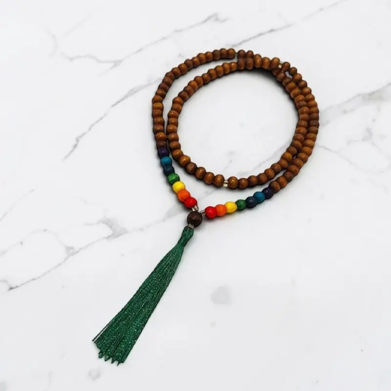 Japa Mala Madera 7 Chakras 108 Cuentas Tessel Colores Varios