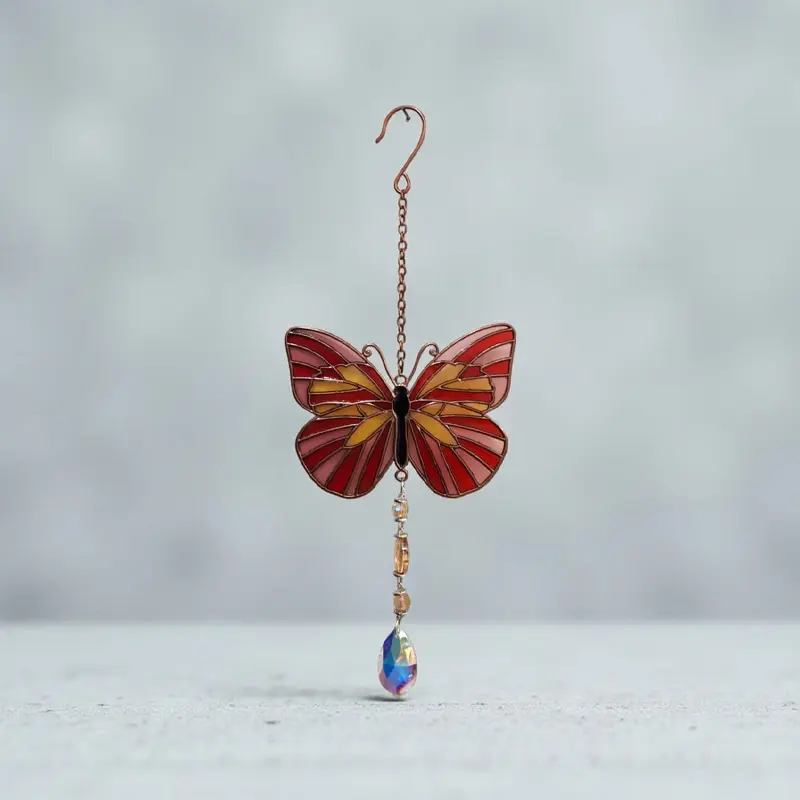 Movil Metal Colgante Mariposa Roja 32cm