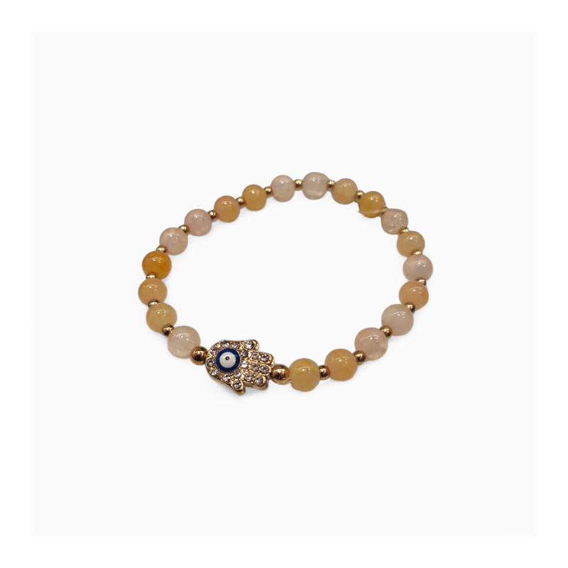 Pulsera Elastica Mano de Fatima con Strass Tonos Naranjas