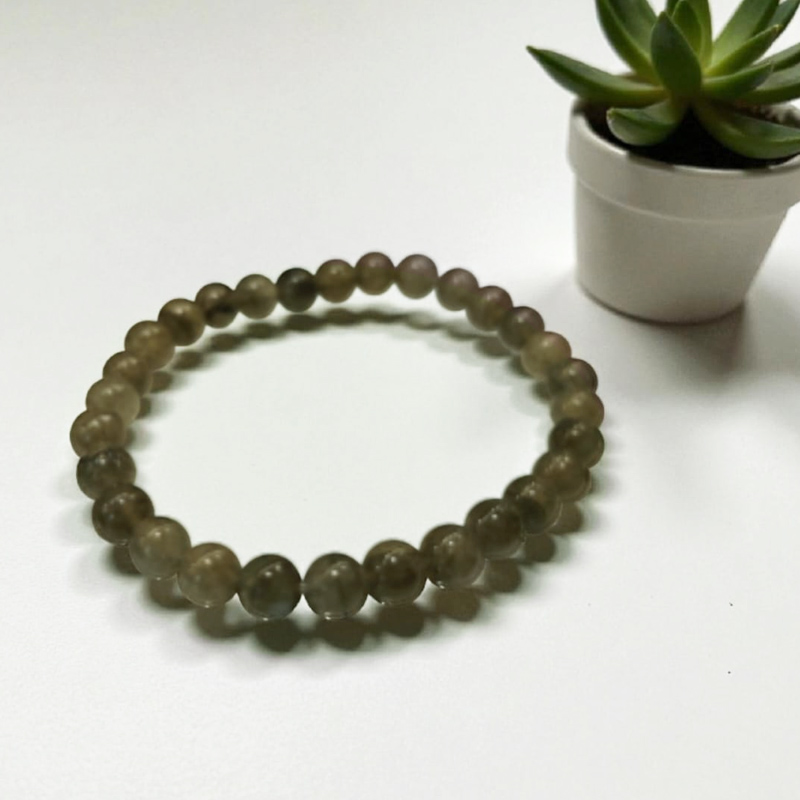 Pulsera Gema Labradorita Elastica Esferas