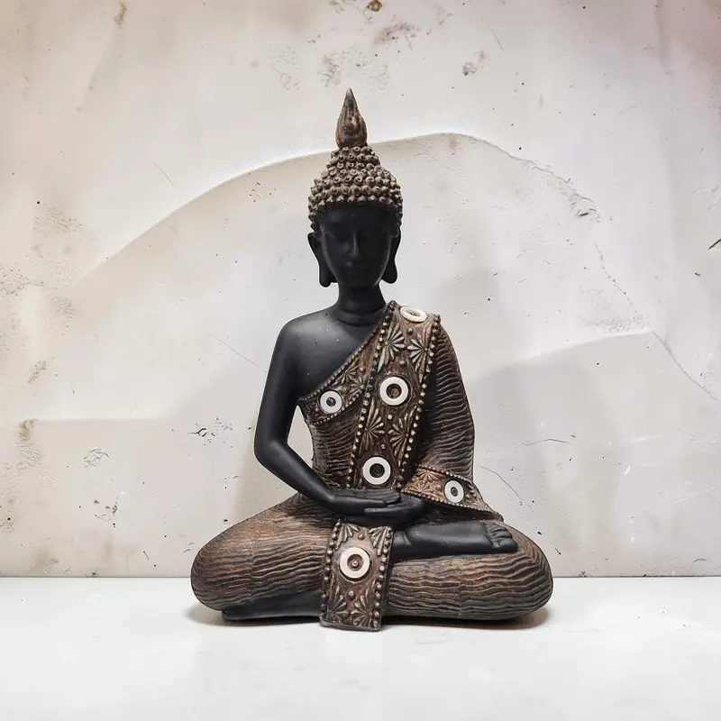 Buda Negro Meditando Mudra N°1 20cm