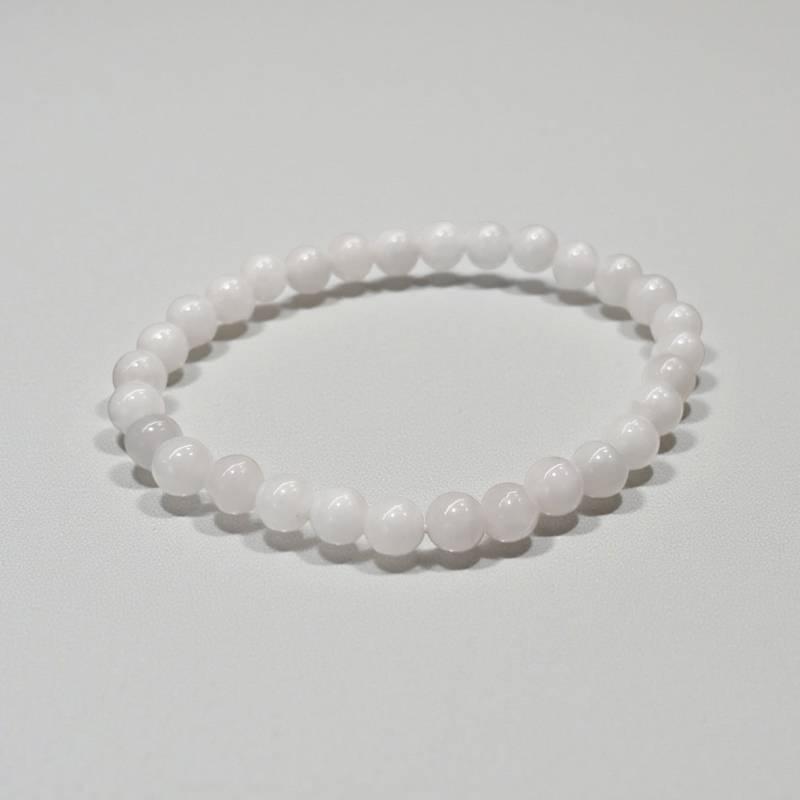 Pulsera Gema Cuarzo Blanco Esferas 6mm