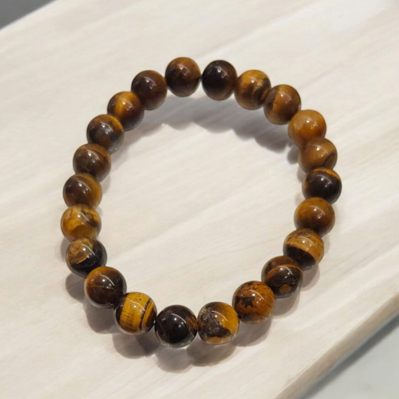 Pulsera Gema Ojo de Tigre 8mm Elastico