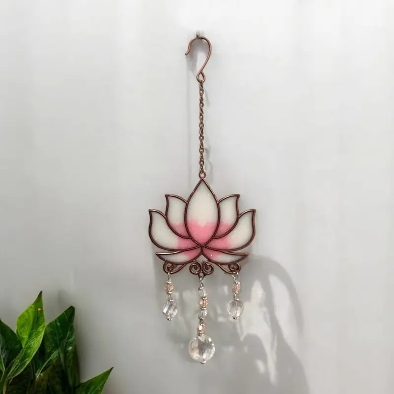 Movil Metal Colgante Flor de Loto Rosa 36cm