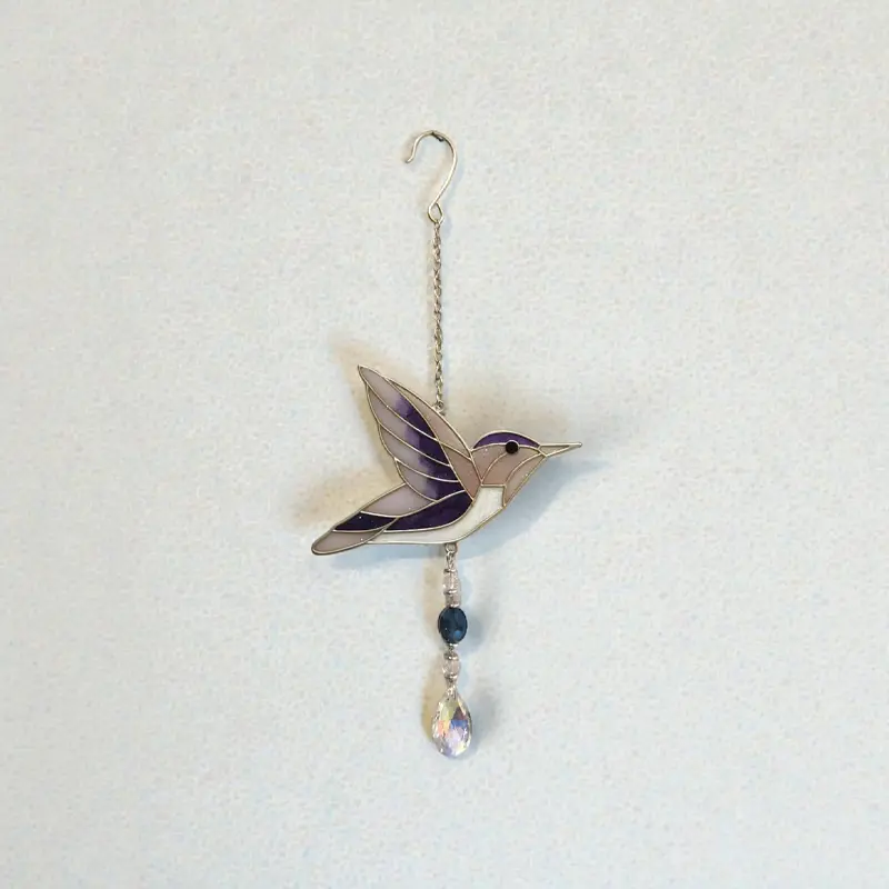 Movil Metal Colibri Violeta con Atrapasol 35cm