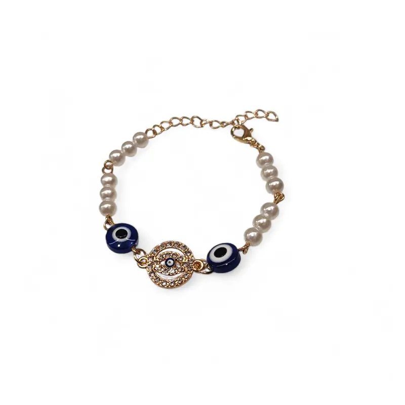 Pulsera Trendy Perlas con Ojo Turco con Strass