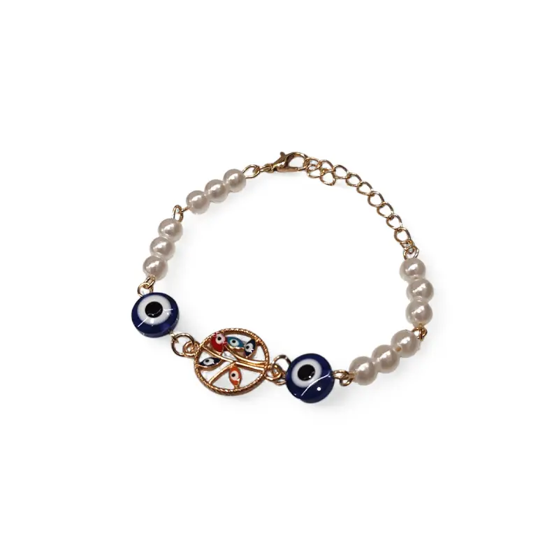 Pulsera Trendy Perlas con Ojos Turcos 