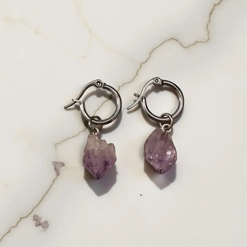 Aros Gema Amatista Bruto Argoya 