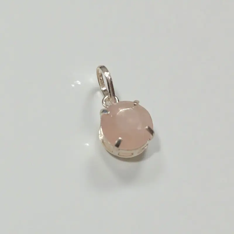 Dije Gema Cuarzo Rosa Facetado Baño de Plata