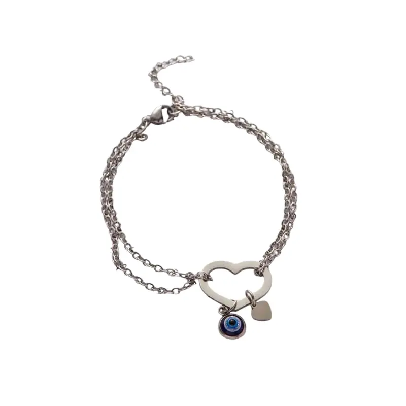Pulsera Trendy Corazon con Ojo Turco Azul