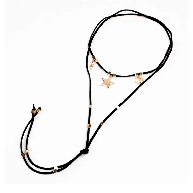 Collar de Gamuza Sky Gold Negro