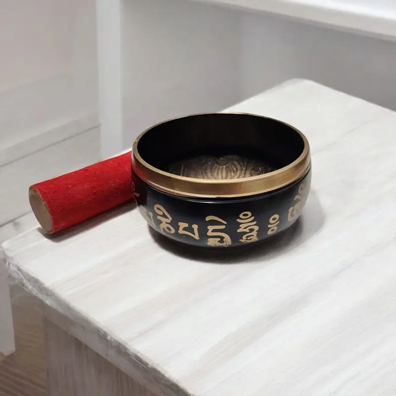 Cuenco Tibetano 9cm Negro Mantras