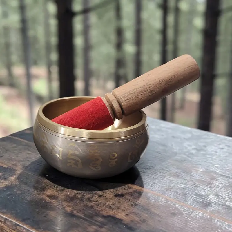 Cuenco Tibetano 9cm Dorado Mantras