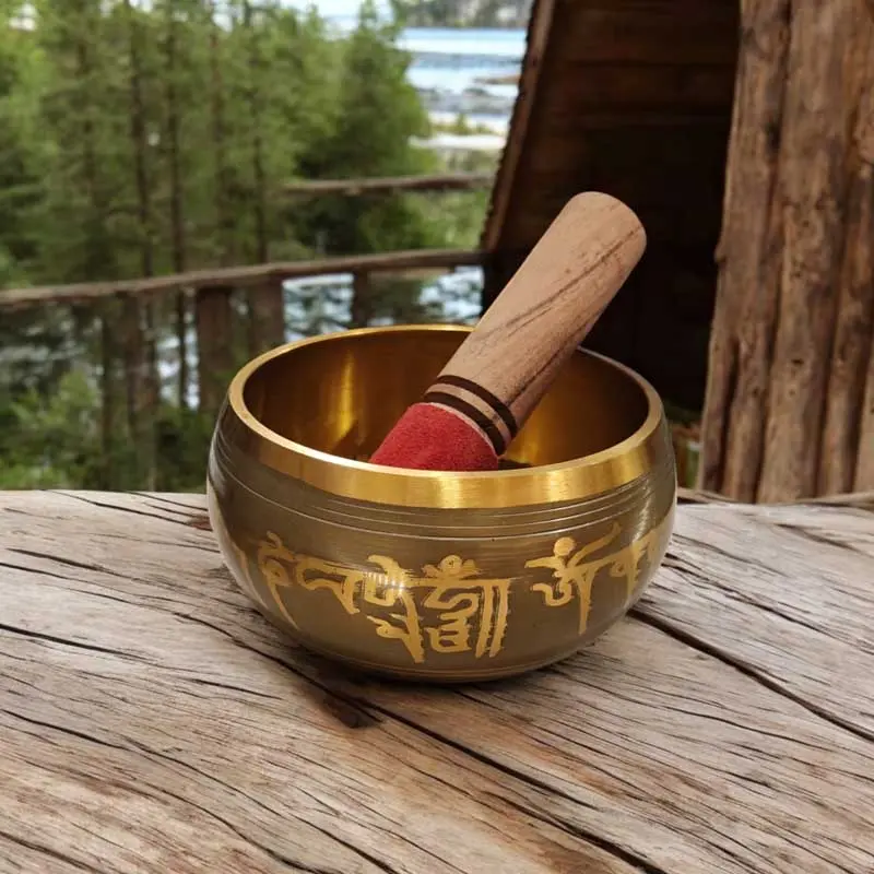 Cuenco Tibetano 11cm Dorado Mantras