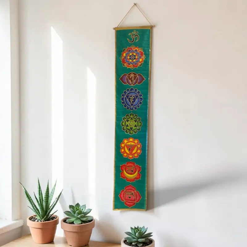 Banderin 7 Chakras Fondo Verde 175x35cm