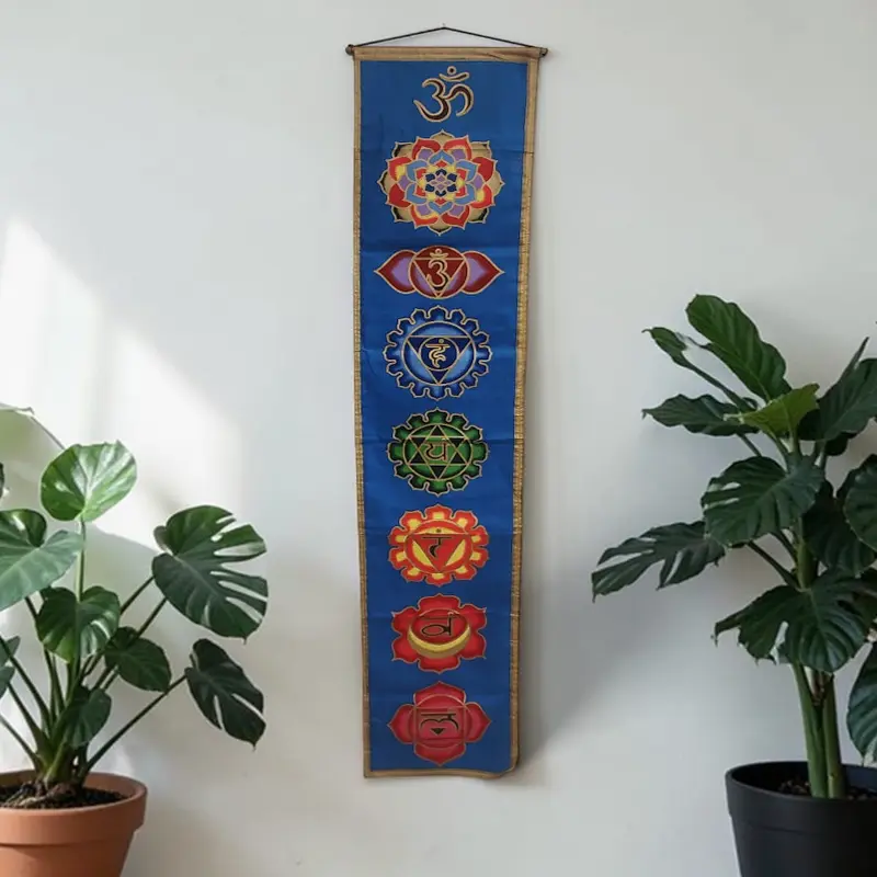 Banderin 7 Chakras Fondo Azul 175x35cm