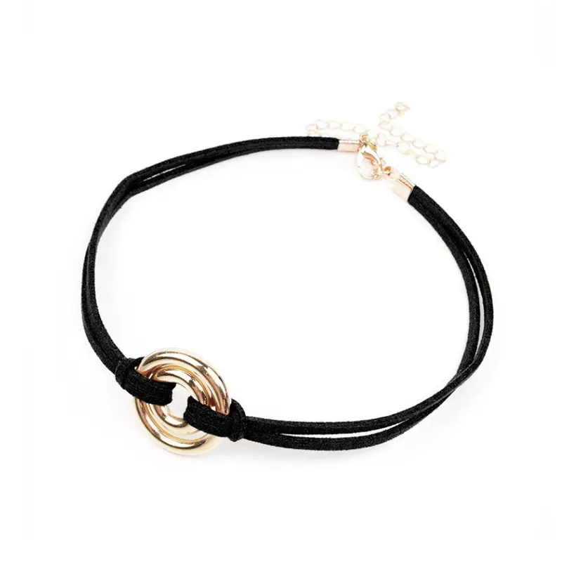 Choker de Gamuza Golden Circles Negro