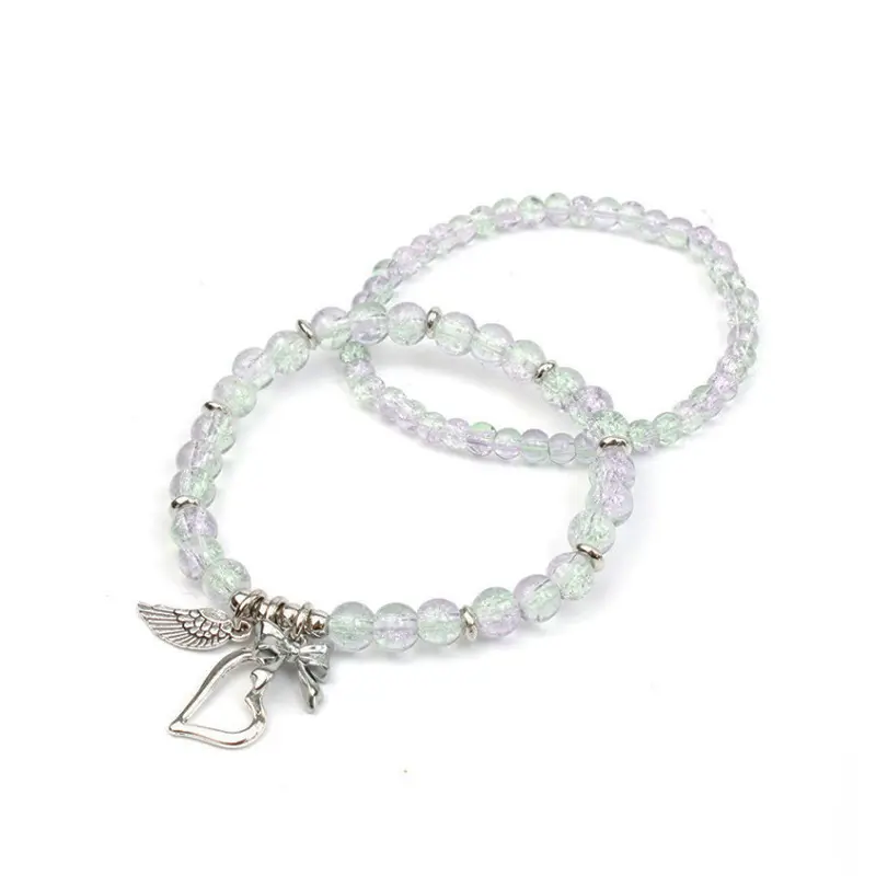 Set Pulseras Elasticas Lovers Charms Aqua