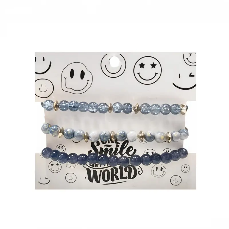 Set Tres Pulseras Azules con Dorado