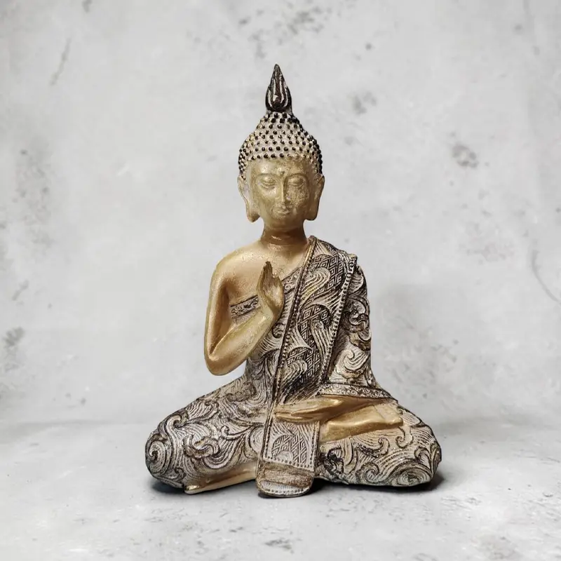 Buda Meditando Manto Tallado 20cm 