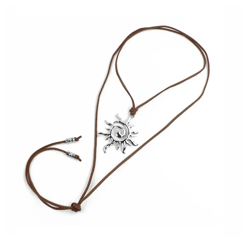 Collar de Gamuza Silver Solar Spirit Marron