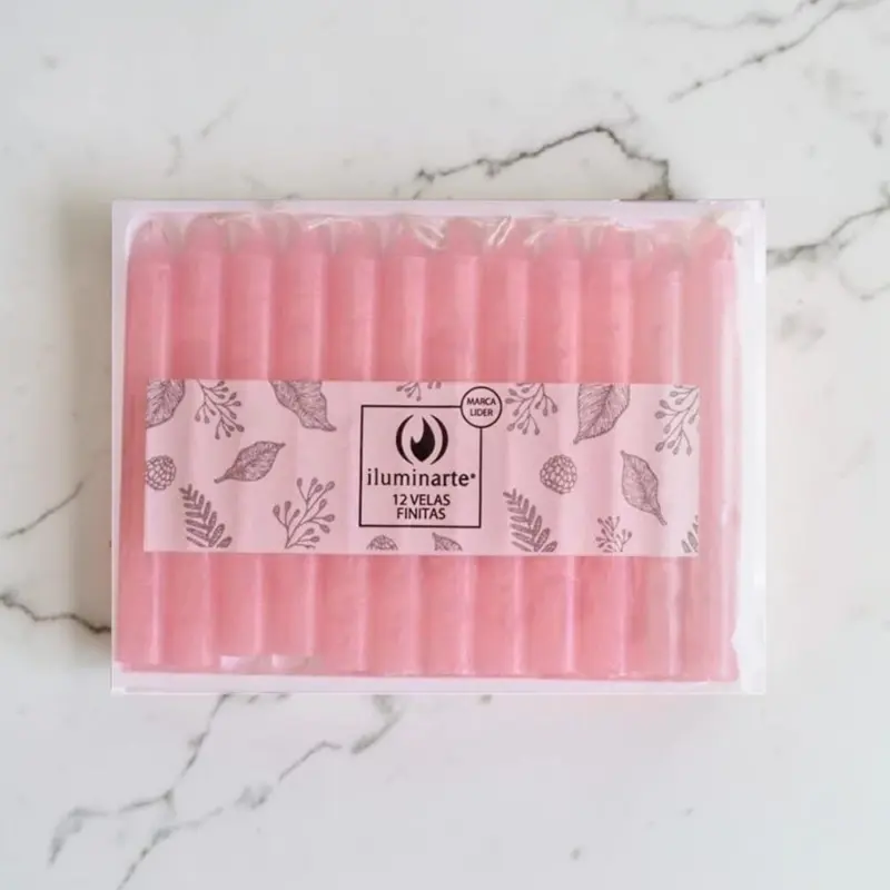 Velas Finas x12u Rosa Iluminarte