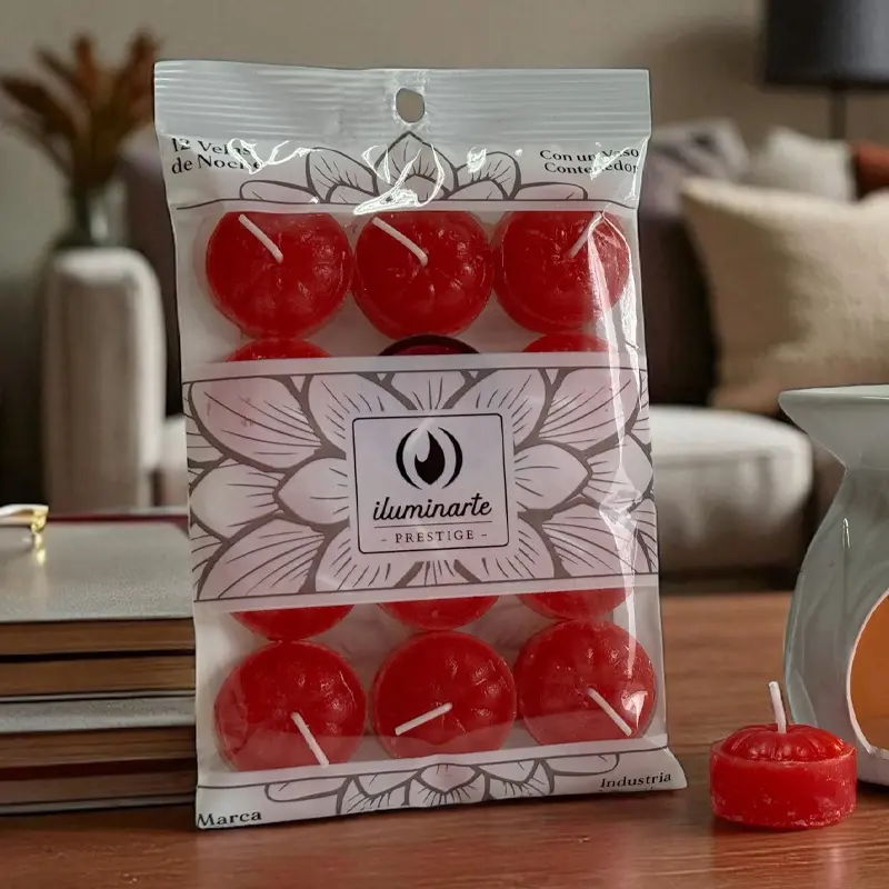Vela de Noche Roja x12u, Iluminarte