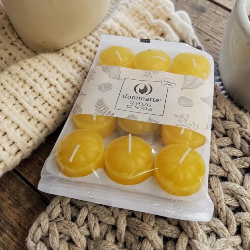 Vela de Noche Amarilla x12u, Iluminarte