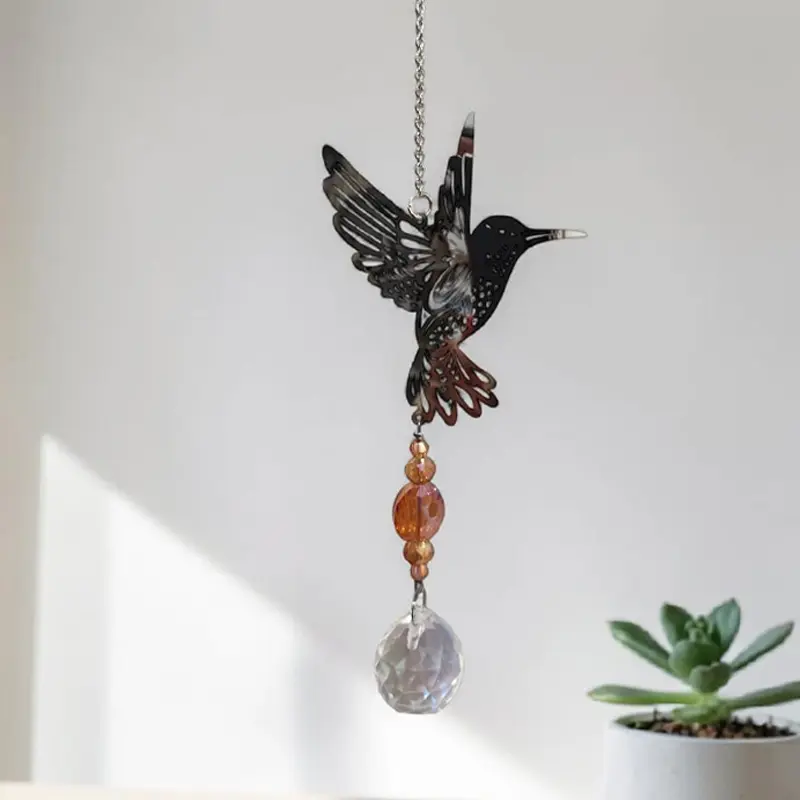 Colgante Colibri Espejado con Atrapasol 40cm