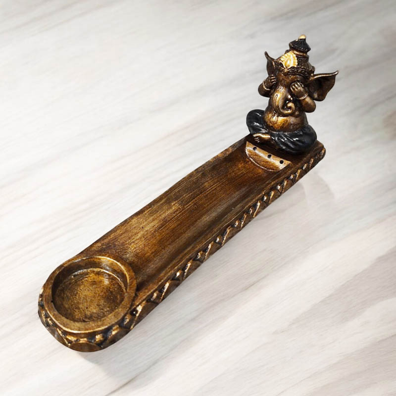 Porta Sahumerio y Porta Velas Ganesha Ojos Gris