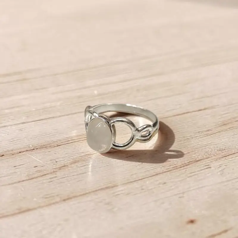 Anillo Gema Piedra de la Luna Alpaca