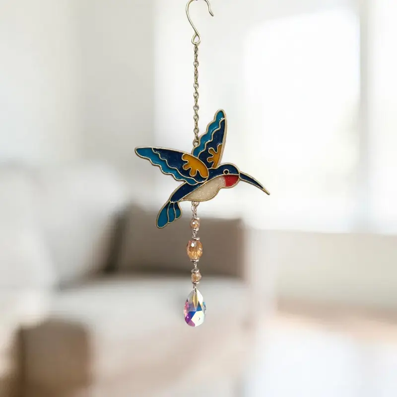 Movil Metal Colgante Colibri con Atrapasol 35cm Colores Surtidos