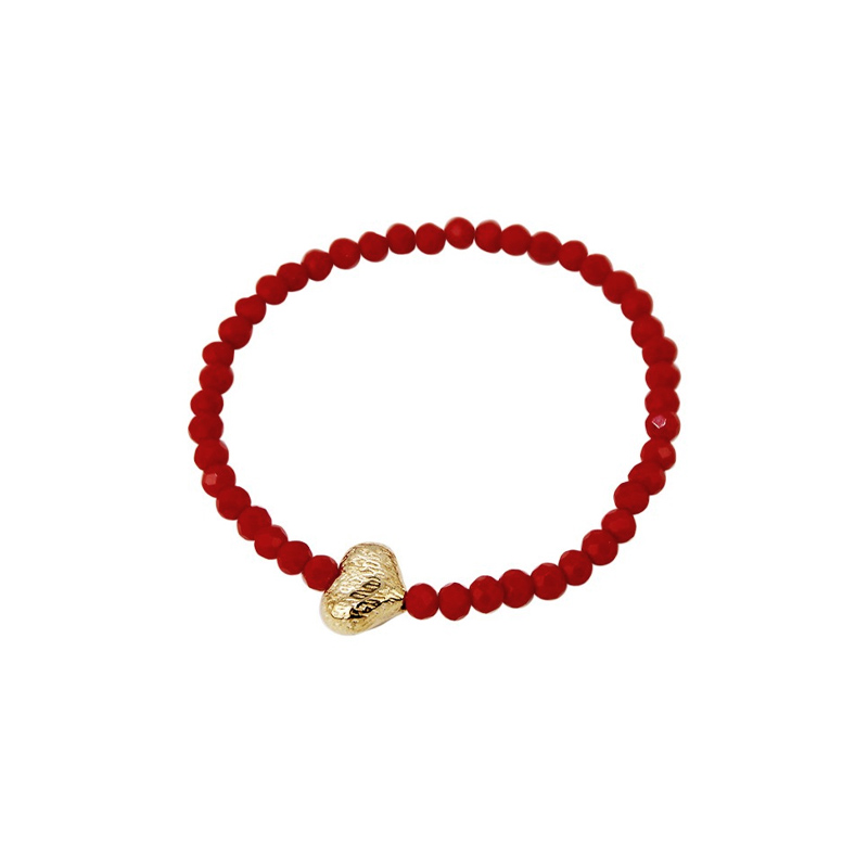 Pulsera ELastica Roja Lovely Corazon Dorado