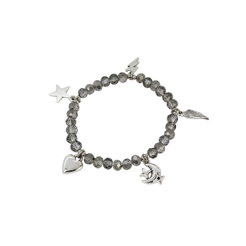 Pulsera Elastica con Corazon, Luna y Dijes Varios