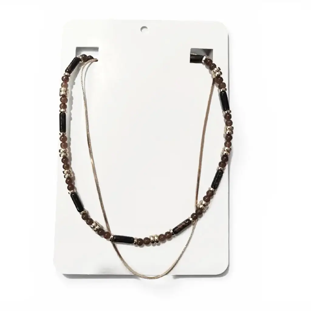 Collar Combinado Doble Dorado y Gris