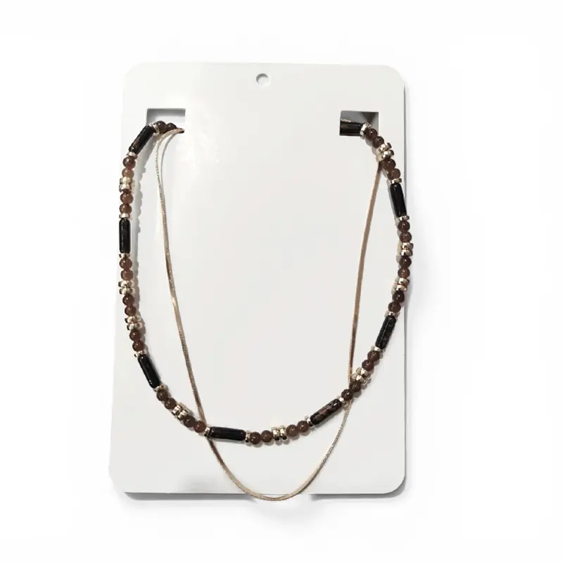 Collar Combinado Doble Dorado y Gris