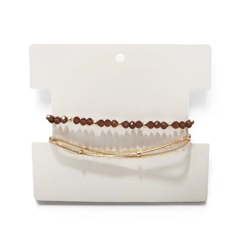 Set Pulseras Cadena Dorada y Elastica Caramelo