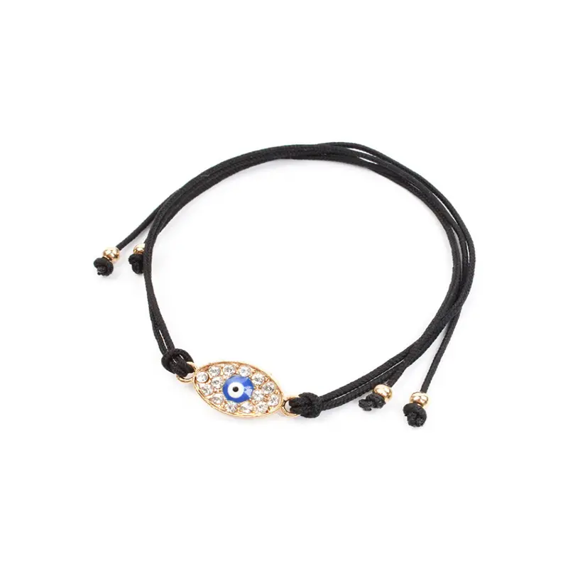  Pulsera de Hilo Shiny Negro Ojo Turco