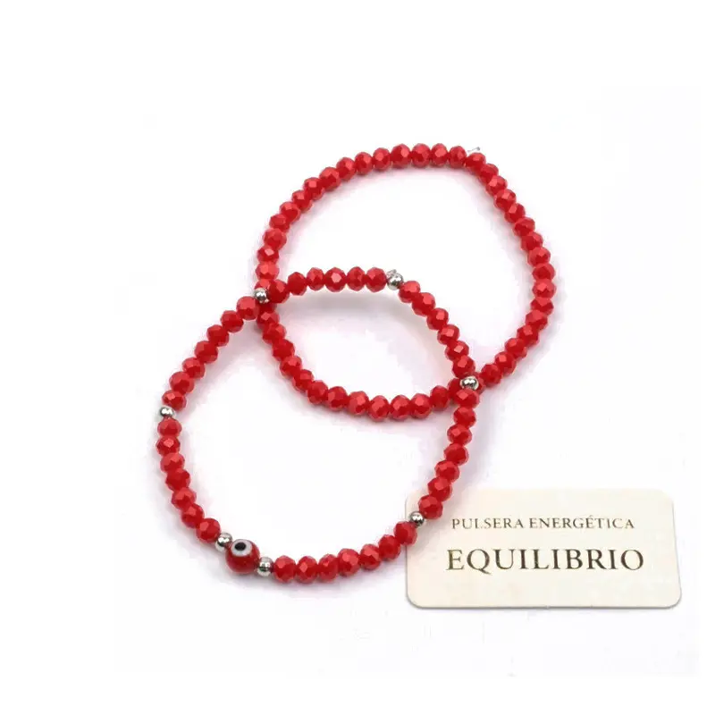 Set Pulseras Elasticas Rojas con Ojo Turco
