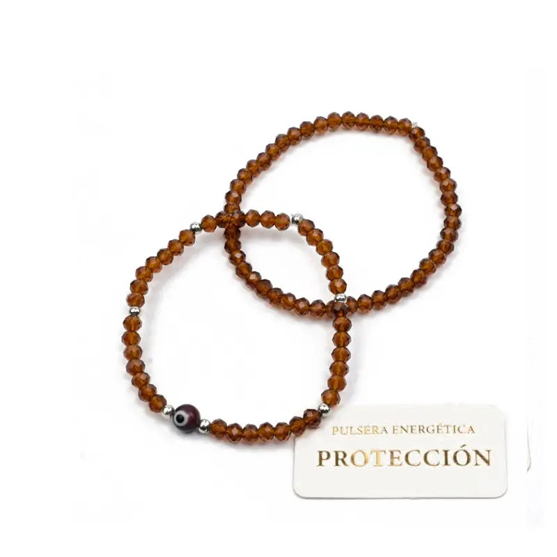 Set Pulseras Elasticas Chocolate con Ojo Turco
